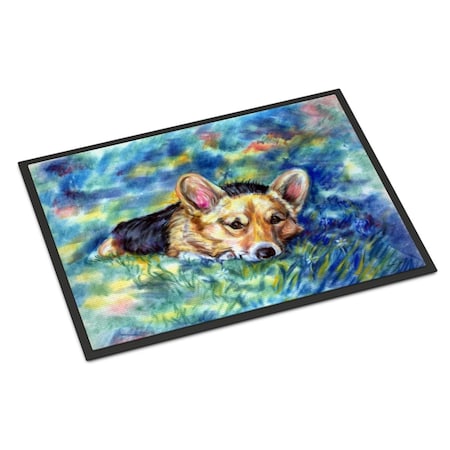 Carolines Treasures 18 x 27 in. Corgi Tuckered Out Indoor or Outdoor Mat 7409MAT